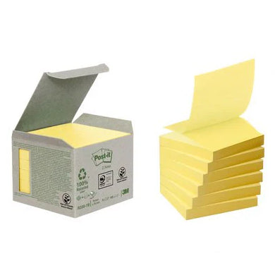 Post-it Haftnotizen Recycling Tower – 76×76 mm – gelb, 6×100 Blatt, PEFC