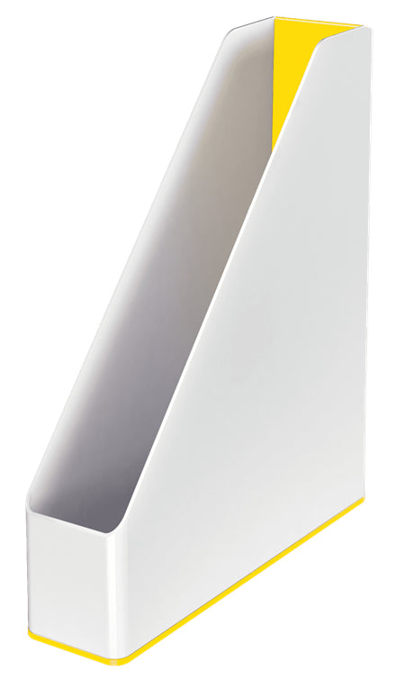 Leitz WOW Stehsammler – A4, 73 mm, Polystyrol, weiss/gelb