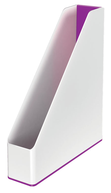 Leitz WOW Stehsammler – für A4, weiss/violett, Polystyrol (PS), B 73 × H 318 × T 272 mm