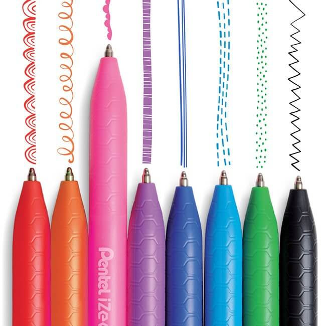 Pentel iZee BX470-B Kugelschreiber – Schwarz, 1 mm Spitze, Druckmechanik, Rot, nachfüllbar