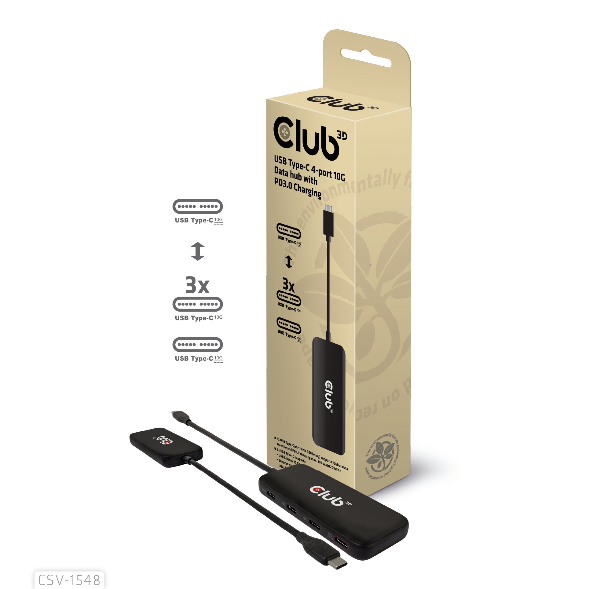 CLUB3D Club 3D CSV-1548 USB-Hub – 4× USB-C