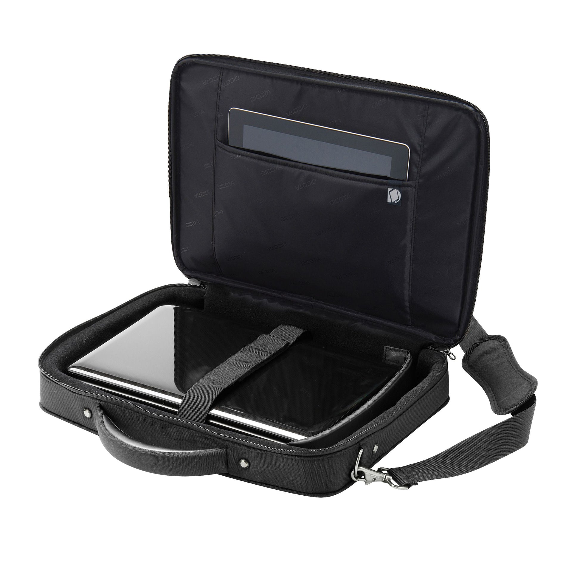 DICOTA Notebook-Tasche für Notebooks bis 15,6" – aus recyceltem PET, verschliessbar – Schwarz