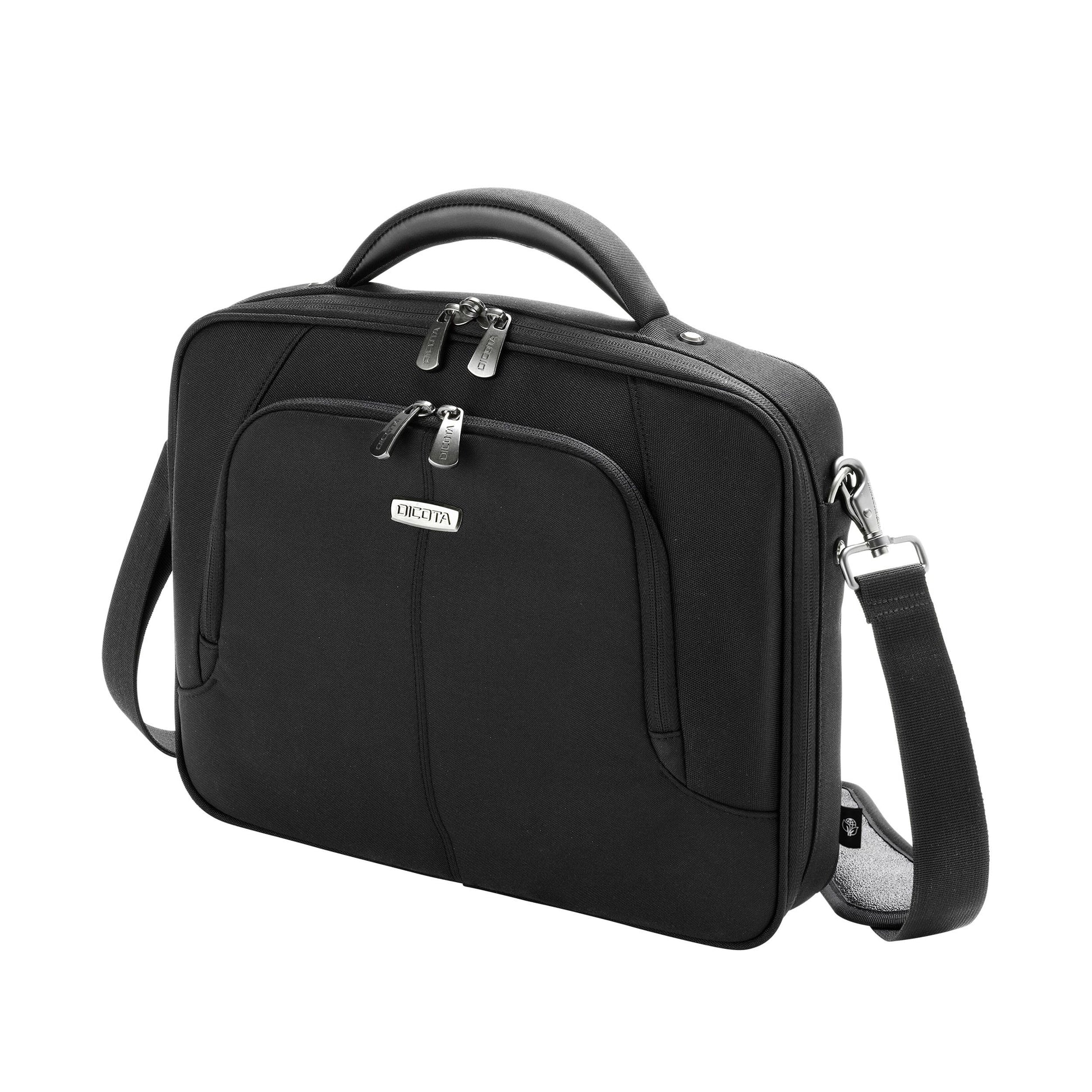 DICOTA Notebook-Tasche für Notebooks bis 15,6" – aus recyceltem PET, verschliessbar – Schwarz