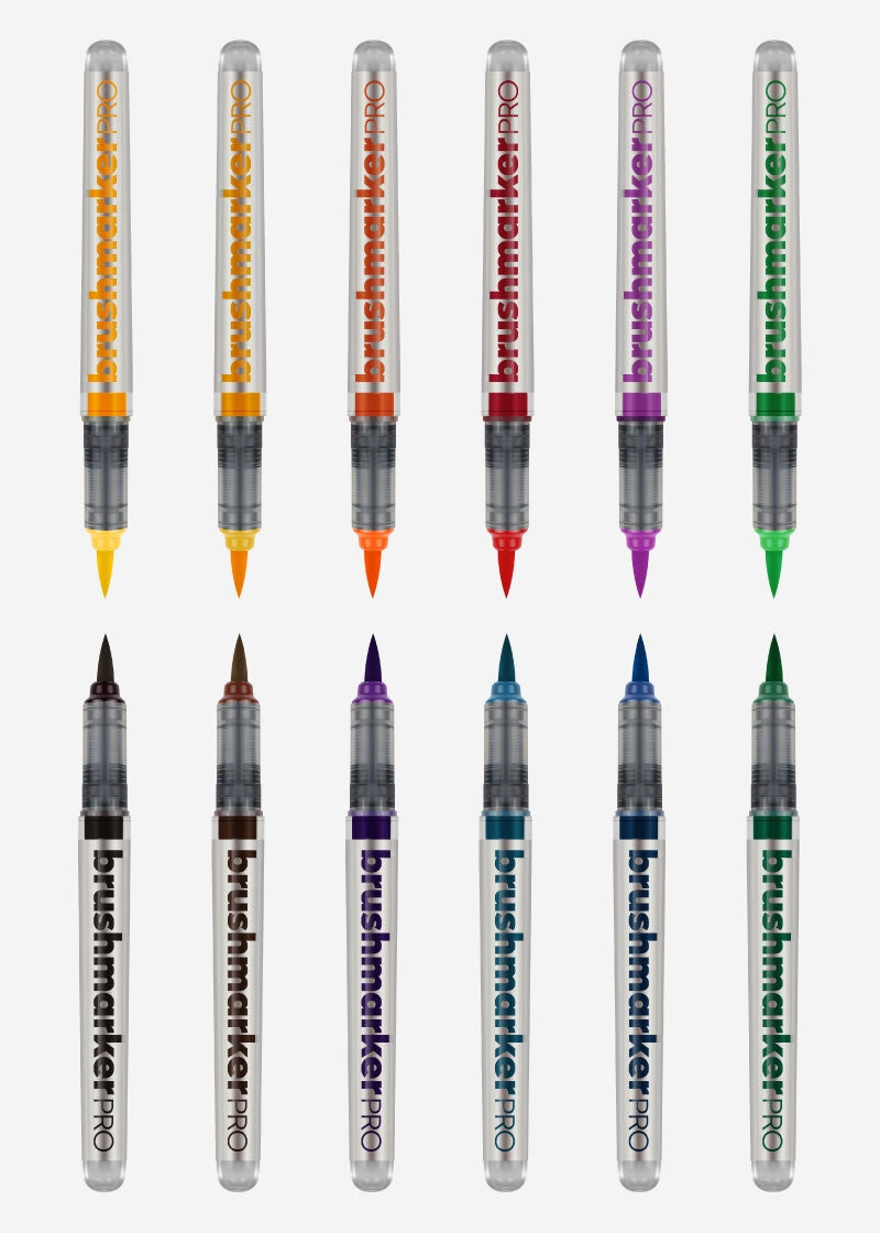 Karin Brushmarker PRO Pinselstift – Pinselspitze, 12 Farben