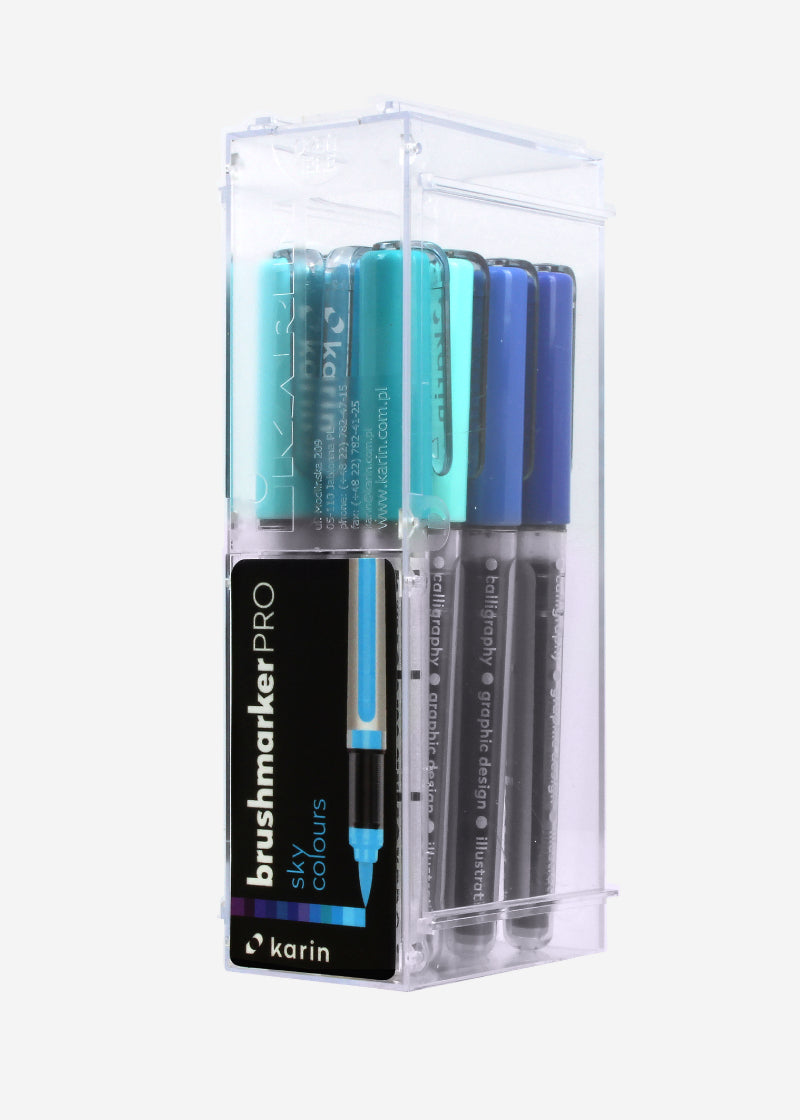 Karin Brushmarker PRO Pinselstift, Himmelsfarben – Pinselspitze, 12 Farben