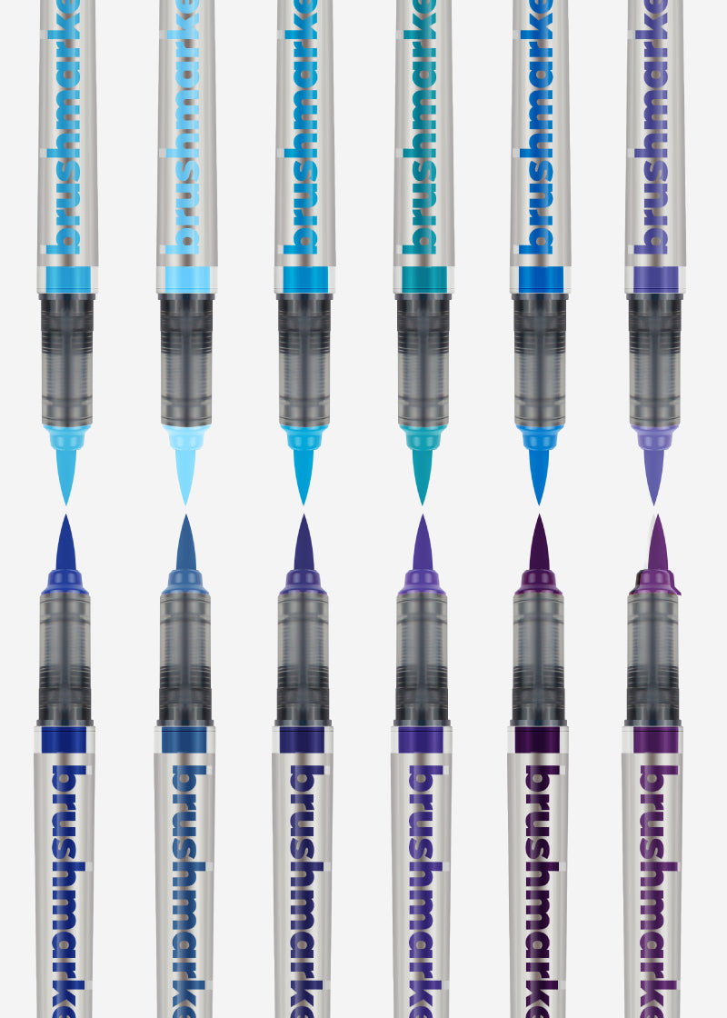 Karin Brushmarker PRO Pinselstift, Himmelsfarben – Pinselspitze, 12 Farben