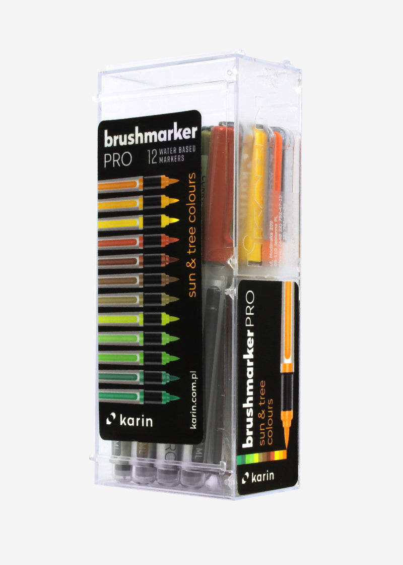 karin Brush Marker PRO 27C3 Marker – Pinselspitze, 12 Farben, 12er Set