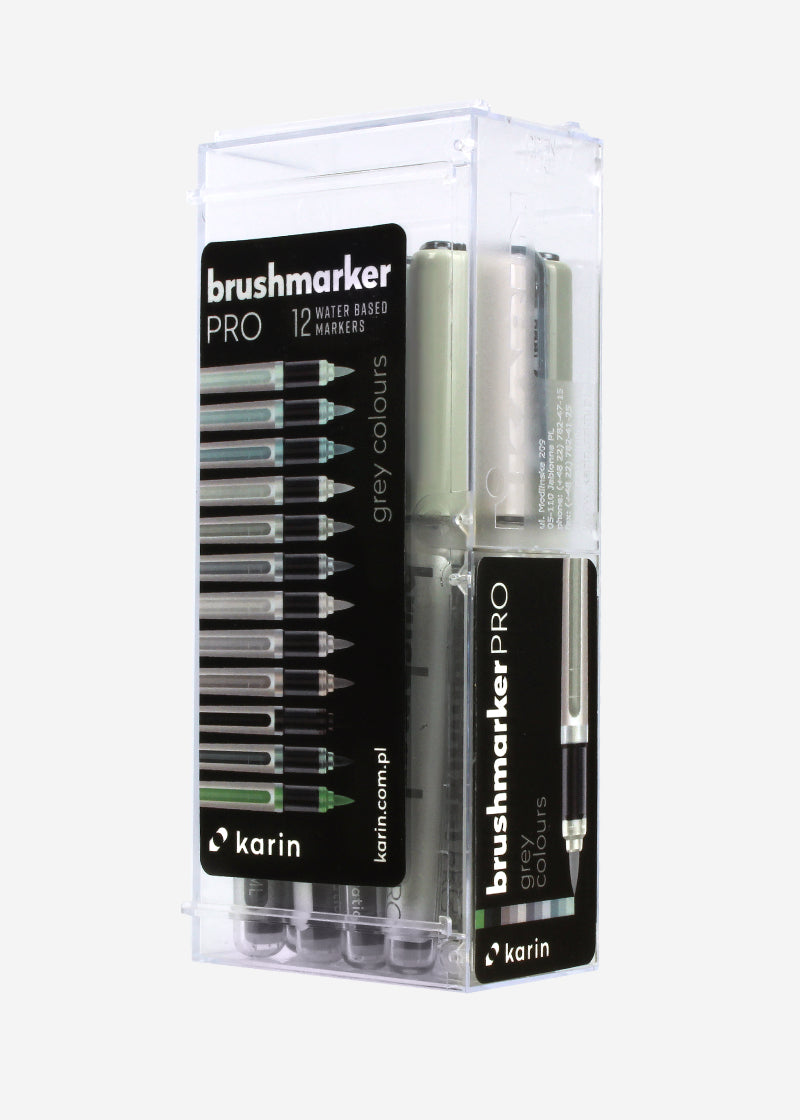 Karin Brushmarker PRO Pinselstift – Pinselspitze, 12 Farben