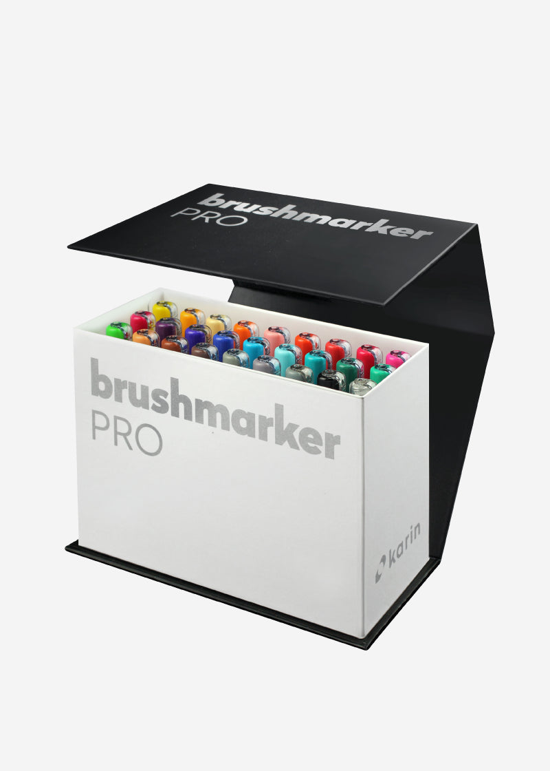 Karin Fasermaler – Brushpen PRO 27C9, Mini Box 26 Farben + 1 Blender