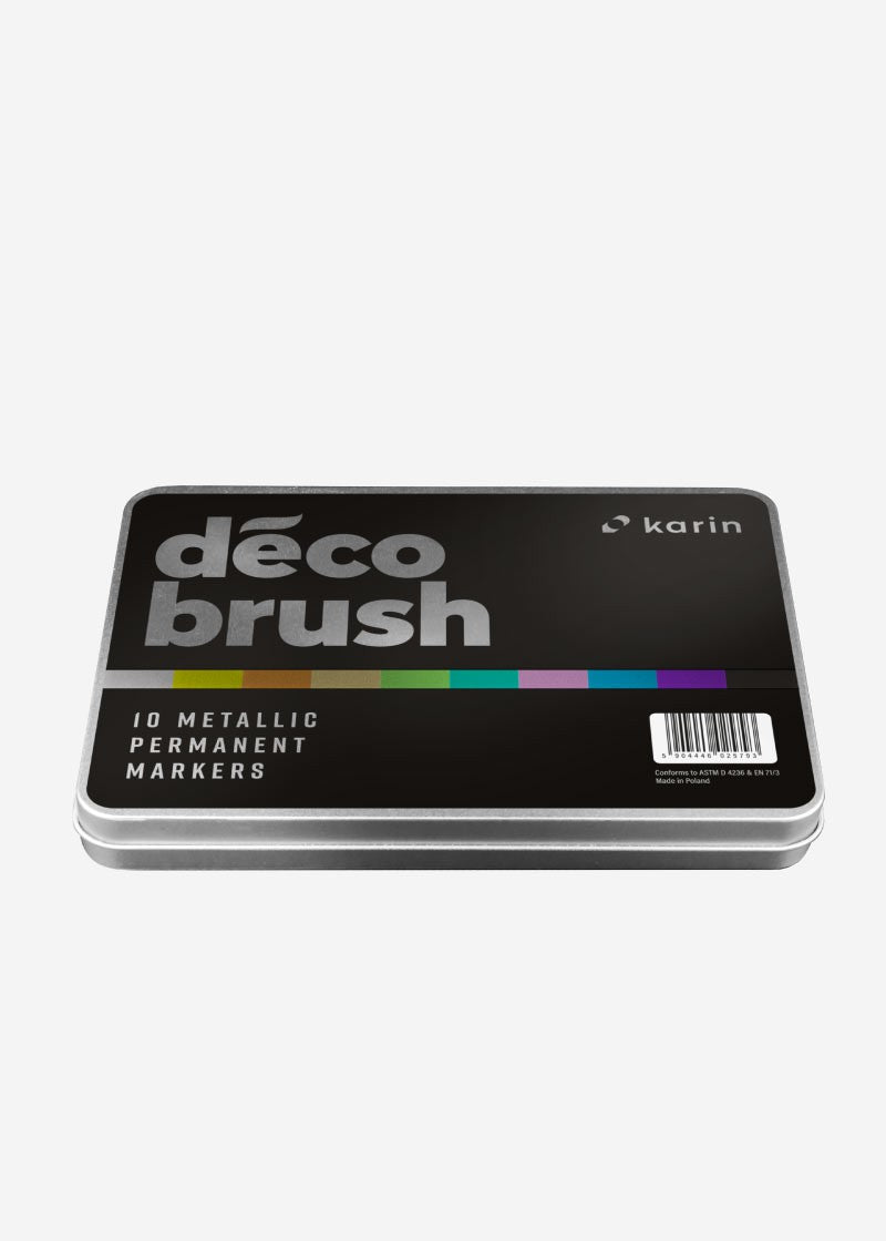 Karin DécoBrush Paint Marker Metallic – Pinselspitze – Mehrfarbig, 10er-Pack