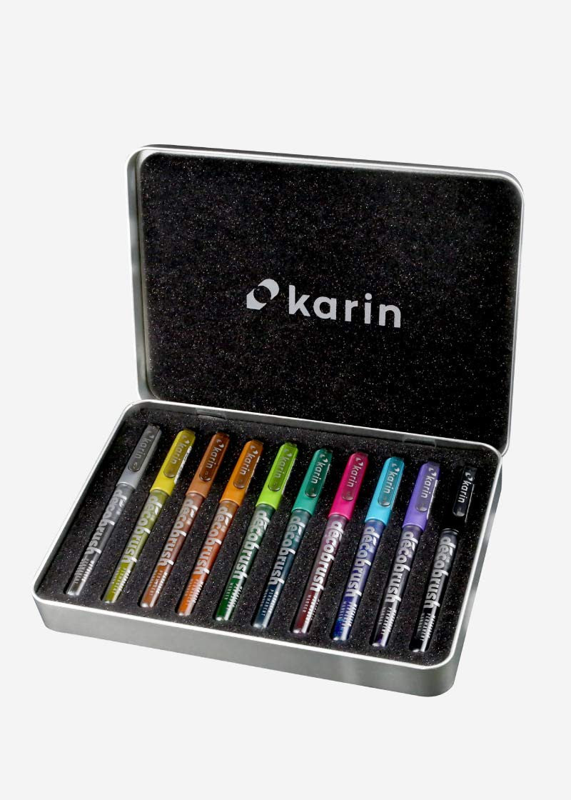 Karin DécoBrush Paint Marker Metallic – Pinselspitze – Mehrfarbig, 10er-Pack