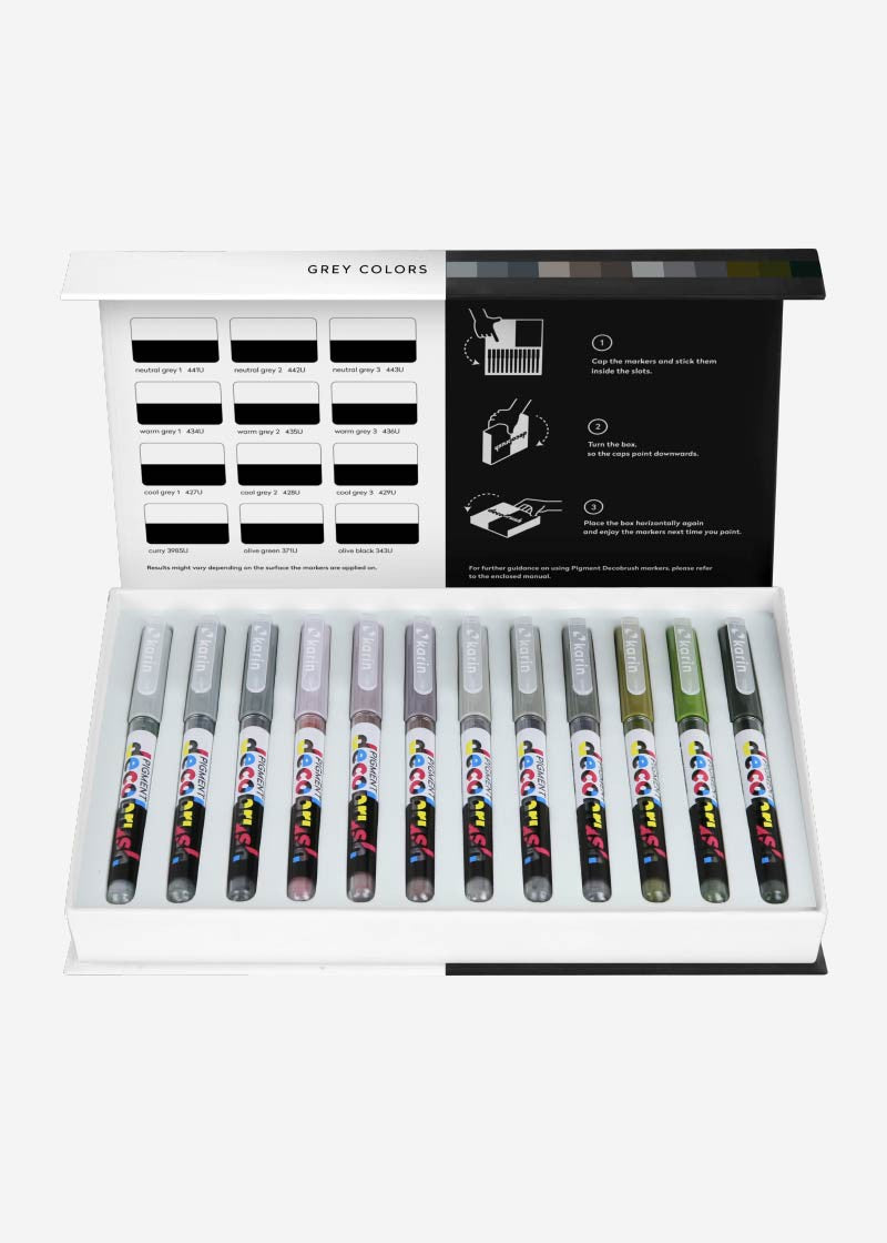 Karin Pinselmarker-Set – Grau, 12 Stück