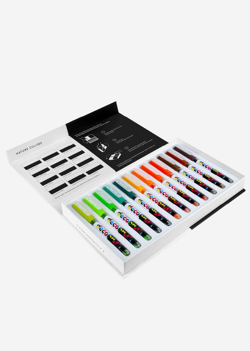 karin Pigment Decobrush Pinselstift – Pinselspitze, acrylbasiert, opak, 12 Farben