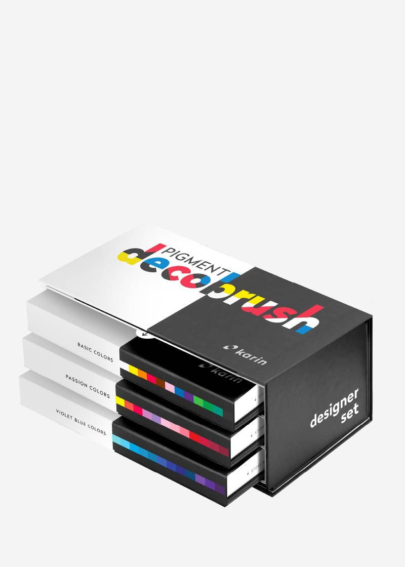 Karin Pigment-Decobrush-Marker für Papier, Metall, Glas usw. – 36 Farben, 2,4 ml