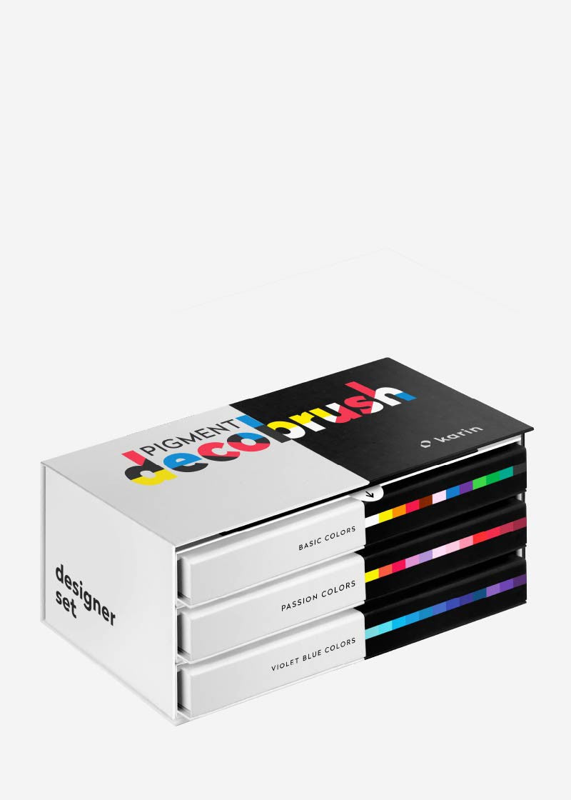 Karin Pigment-Decobrush-Marker für Papier, Metall, Glas usw. – 36 Farben, 2,4 ml
