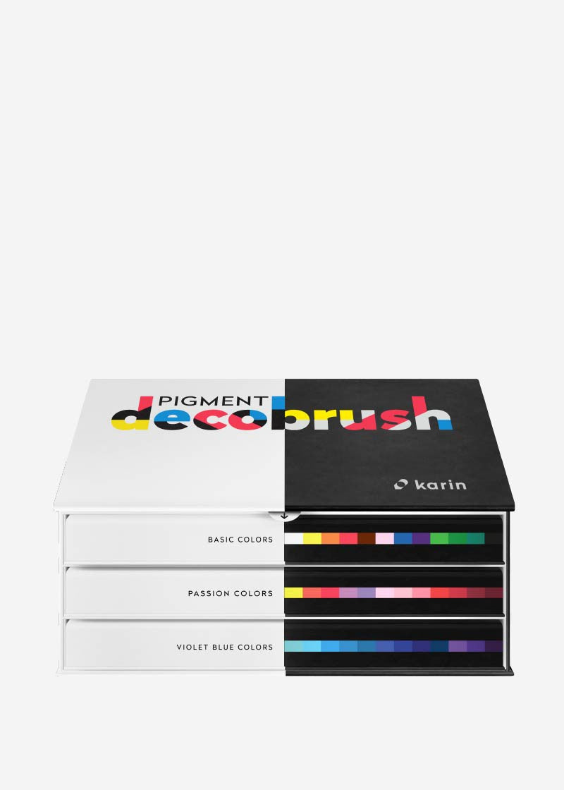 Karin Pigment-Decobrush-Marker für Papier, Metall, Glas usw. – 36 Farben, 2,4 ml