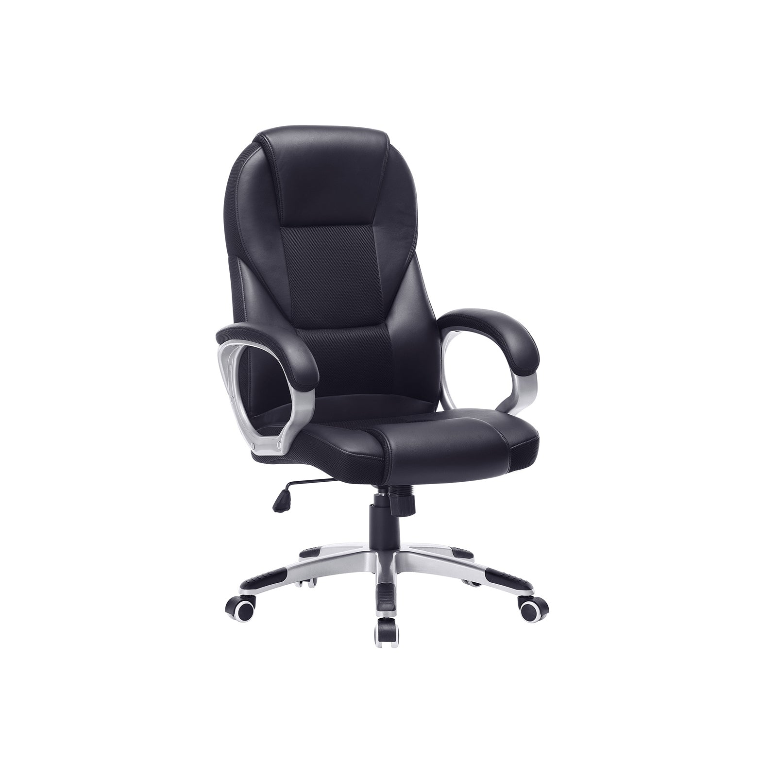 Songmics OBG22B Bürostuhl – Polsterrücken – Schwarz, gepolsterte Armlehnen, bis 150 kg