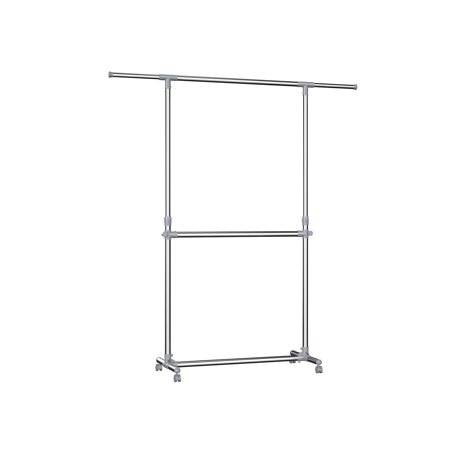 Songmics LLR401 Garderobenständer – 1'980 mm – Kunststoff/Edelstahl – Silber – mit Rollen, verstellbar