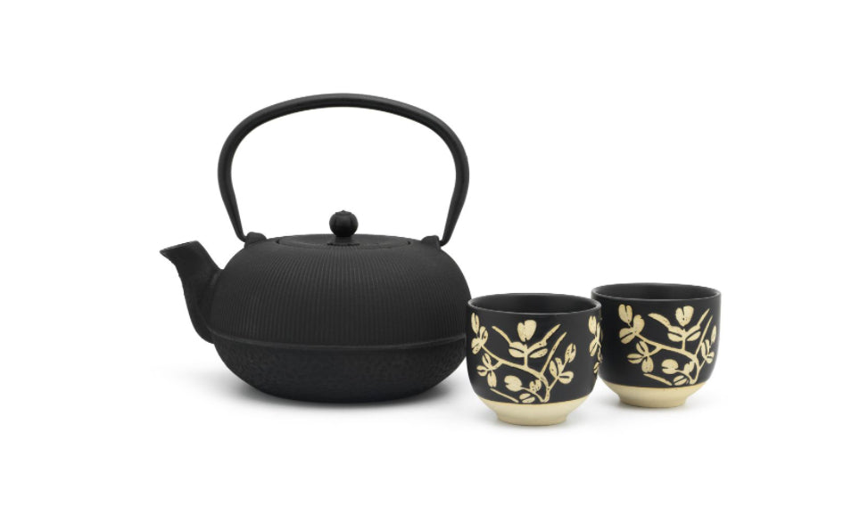 Bredemeijer Teeset Sichuan – 3-teiliges Set, 1 l, Gusseisen/Edelstahl, mit Deckel, Edelstahlfilter