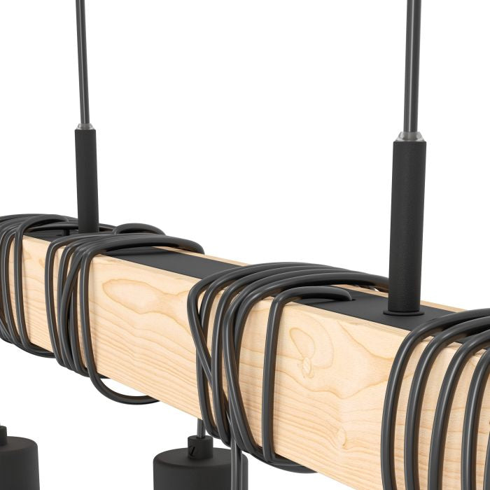 EGLO Pendelleuchte Townshend 5 – 20.0 × 70.0 × 110.0 cm, 240 W, schwarz, E27, exkl. Leuchtmittel