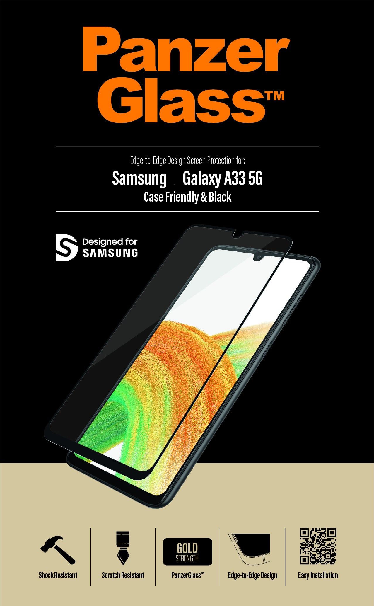 PanzerGlass Displayschutzglas – für Samsung Galaxy A33 5G – Hartglas, Transparent