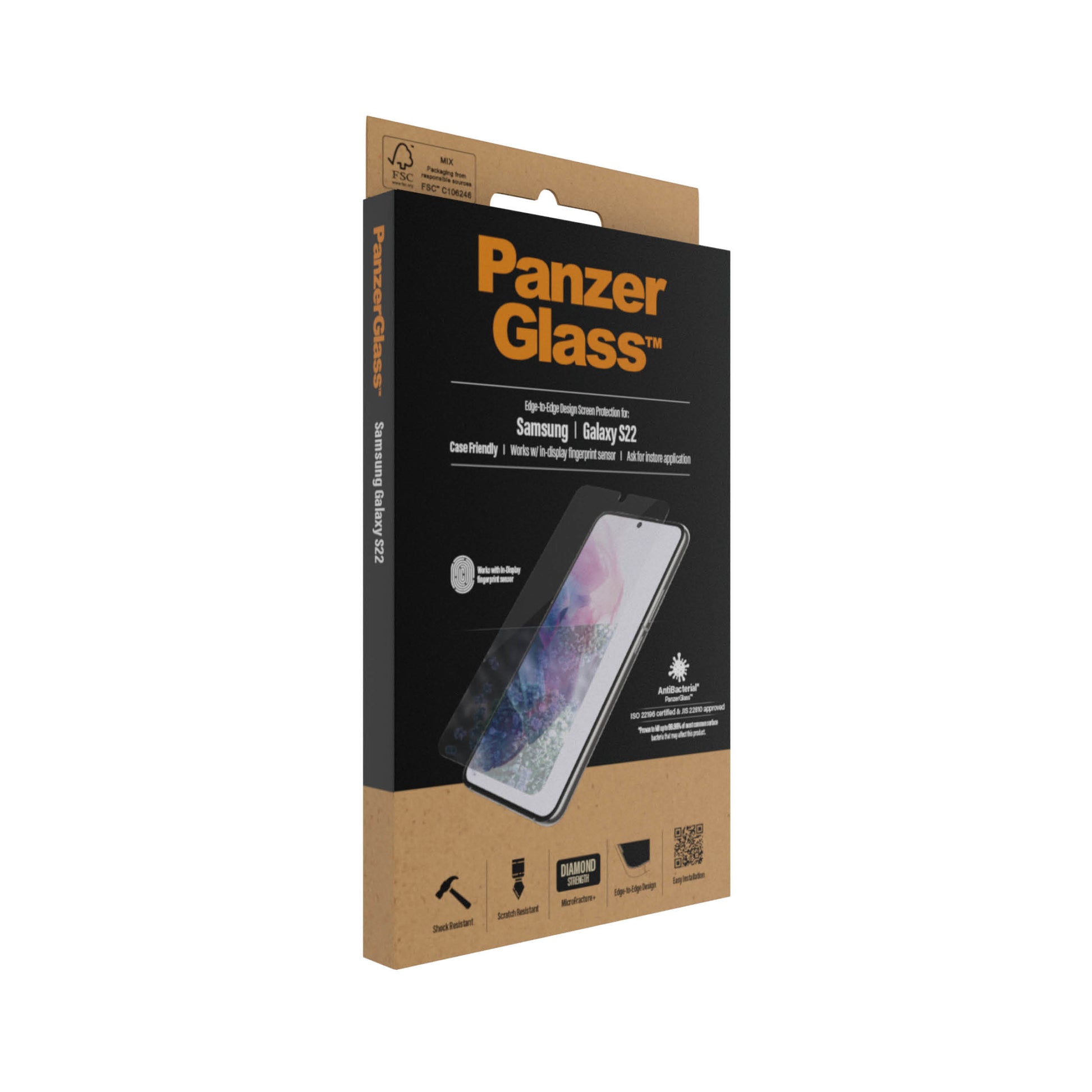 PanzerGlass Displayschutz (Panzerglas), Case Friendly – für Galaxy S22 5G