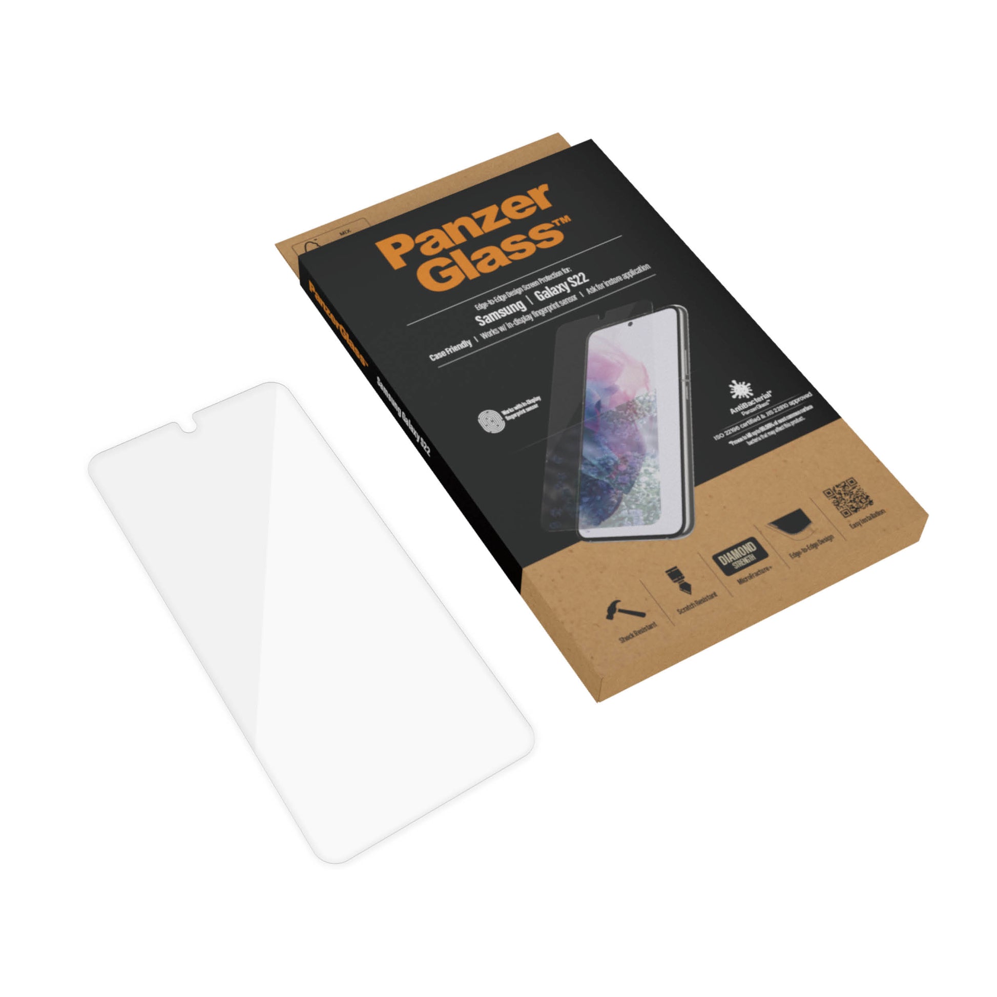 PanzerGlass Displayschutz (Panzerglas), Case Friendly – für Galaxy S22 5G
