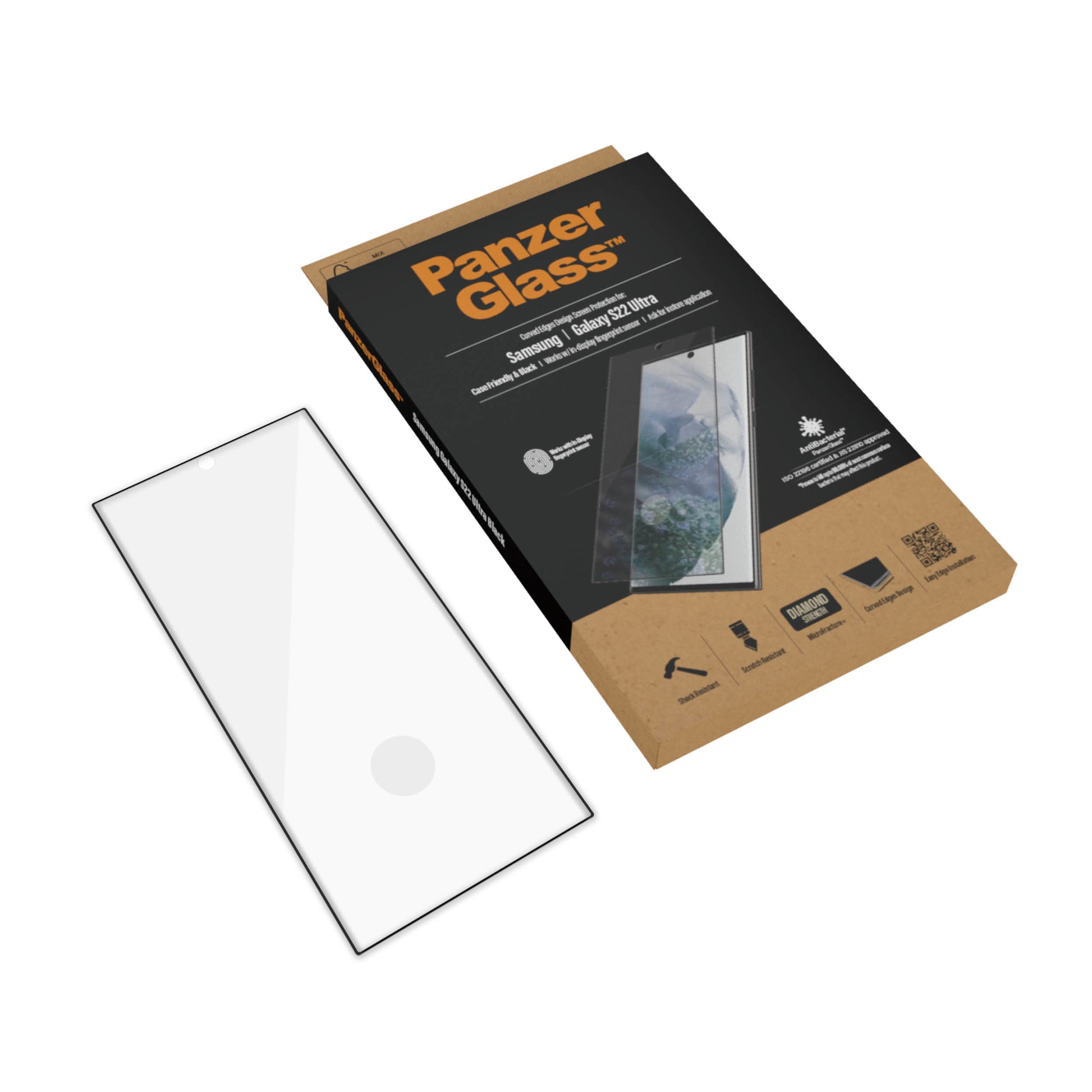 PanzerGlass Displayschutzglas – für Samsung Galaxy S22 Ultra, Hartglas, Transparent – 1er-Pack