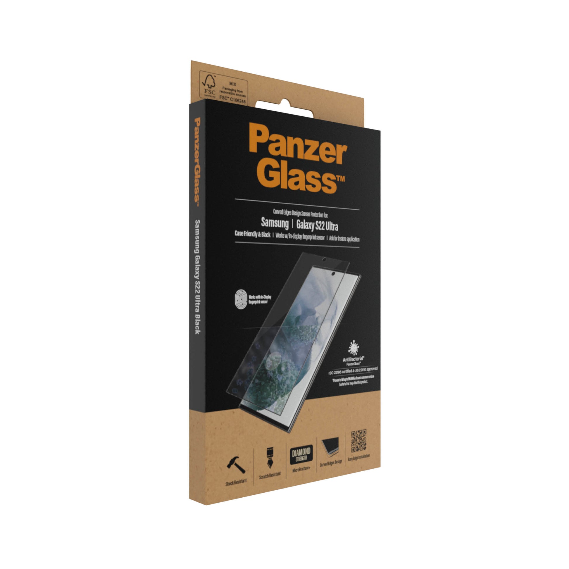 PanzerGlass Displayschutzglas – für Samsung Galaxy S22 Ultra, Hartglas, Transparent – 1er-Pack