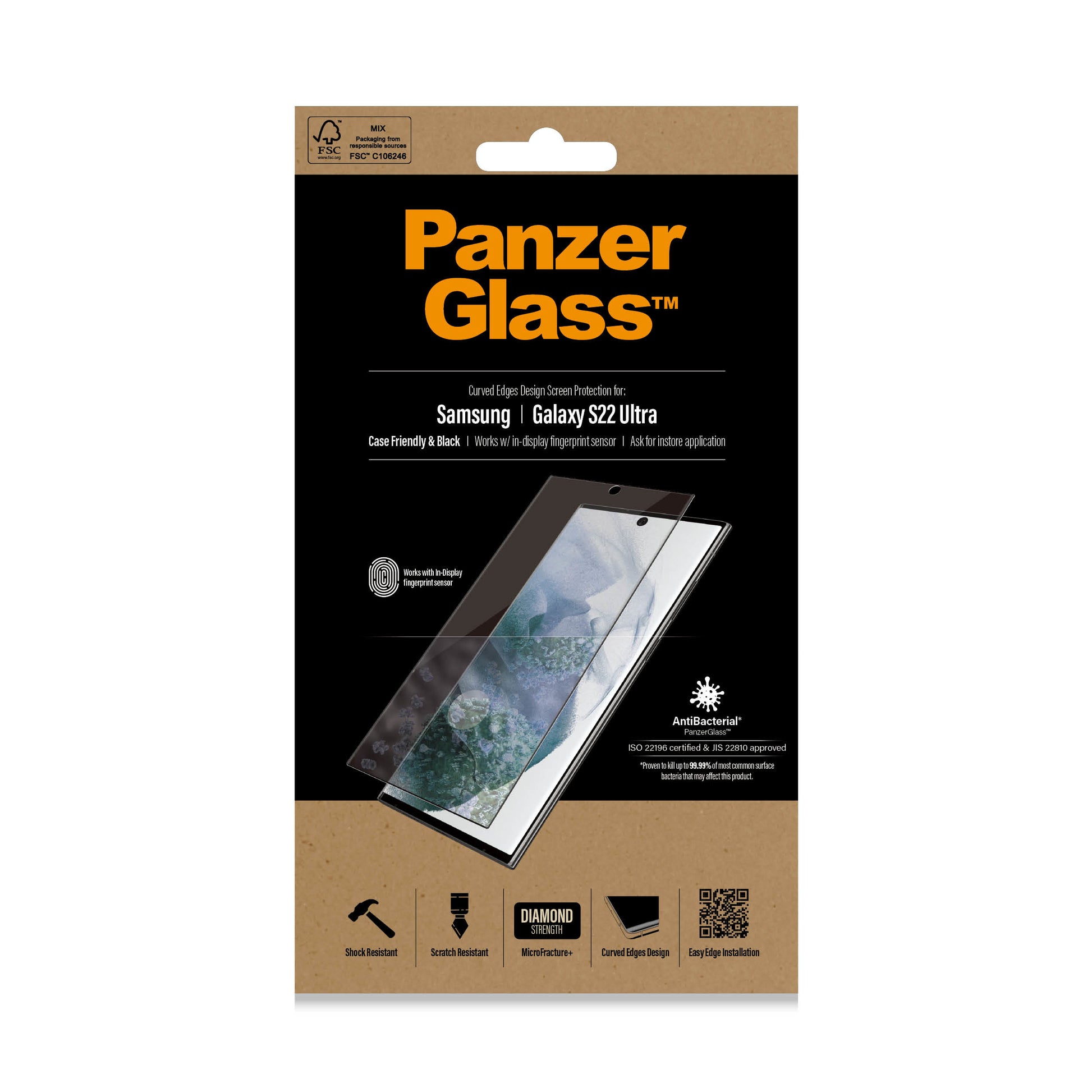 PanzerGlass Displayschutzglas – für Samsung Galaxy S22 Ultra, Hartglas, Transparent – 1er-Pack