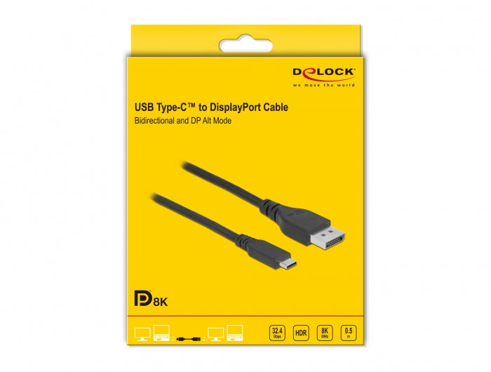 DeLOCK USB-C auf DisplayPort Kabel DP 1.4 8K 60 Hz – 0,5 m – HDR