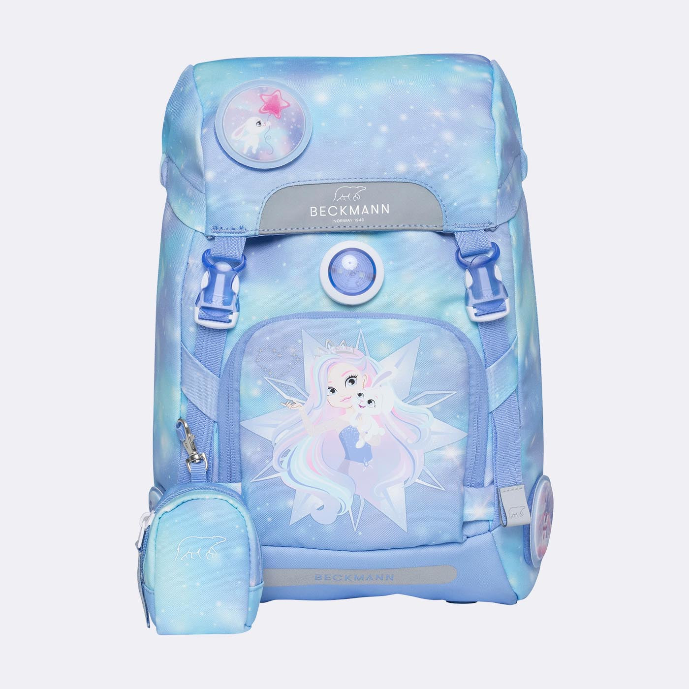 Beckmann Schulrucksack Classic – Star Princess – mit Leuchteffekt