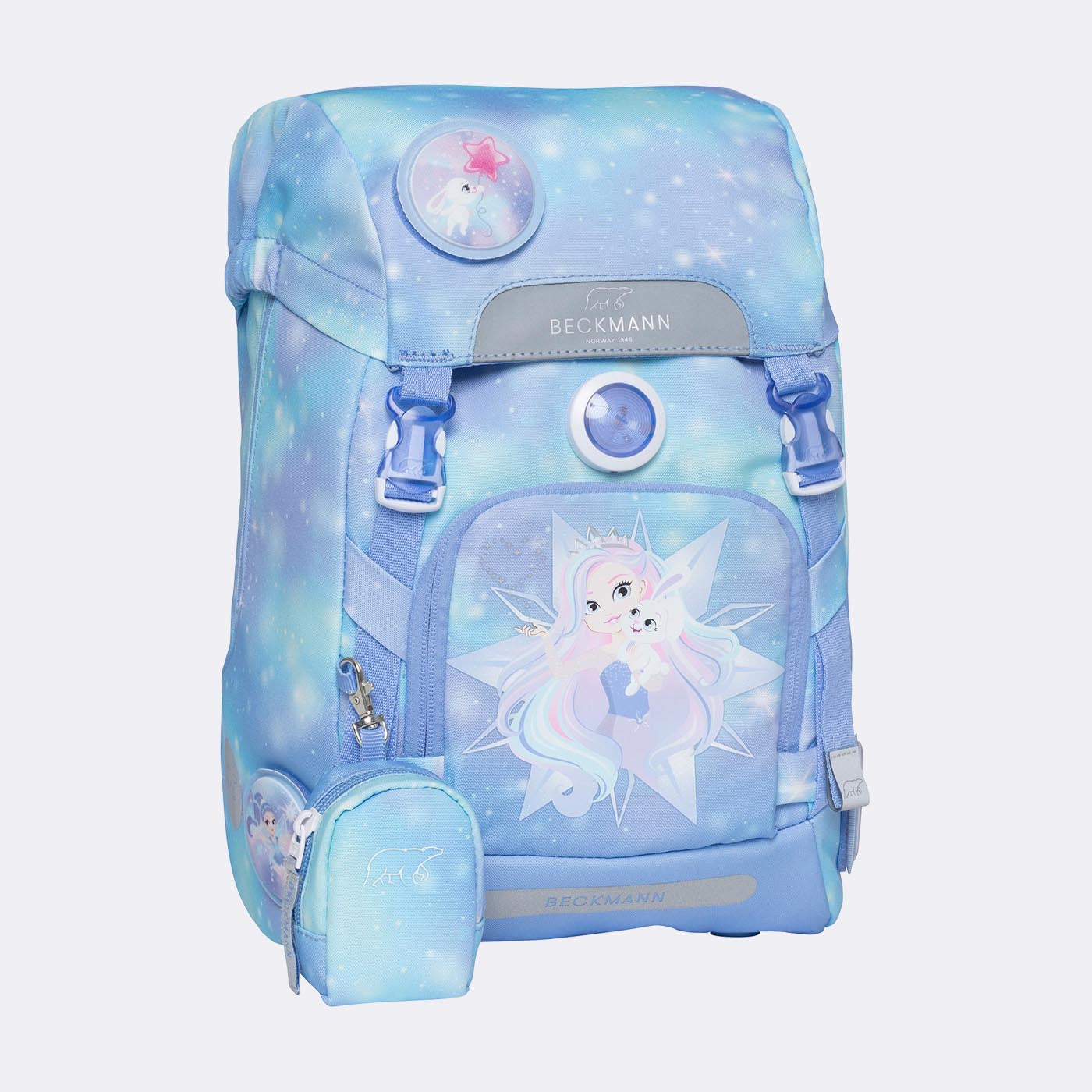 Beckmann Schulrucksack Classic – Star Princess – mit Leuchteffekt