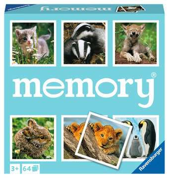 Ravensburger Memory Tierkinder – 2–8 Spieler, ab 3 Jahren, d, 64 Karten, 190 × 190 × 50 mm, Karton, mehrfarbig
