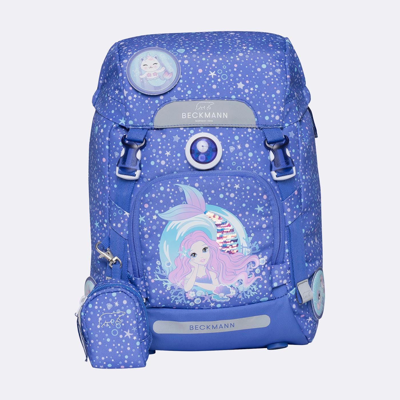 Beckmann Classic Schulrucksack 1st – Aquagirl – mit Leuchteffekt – 22 l, 24,0×37,0×25,0 cm