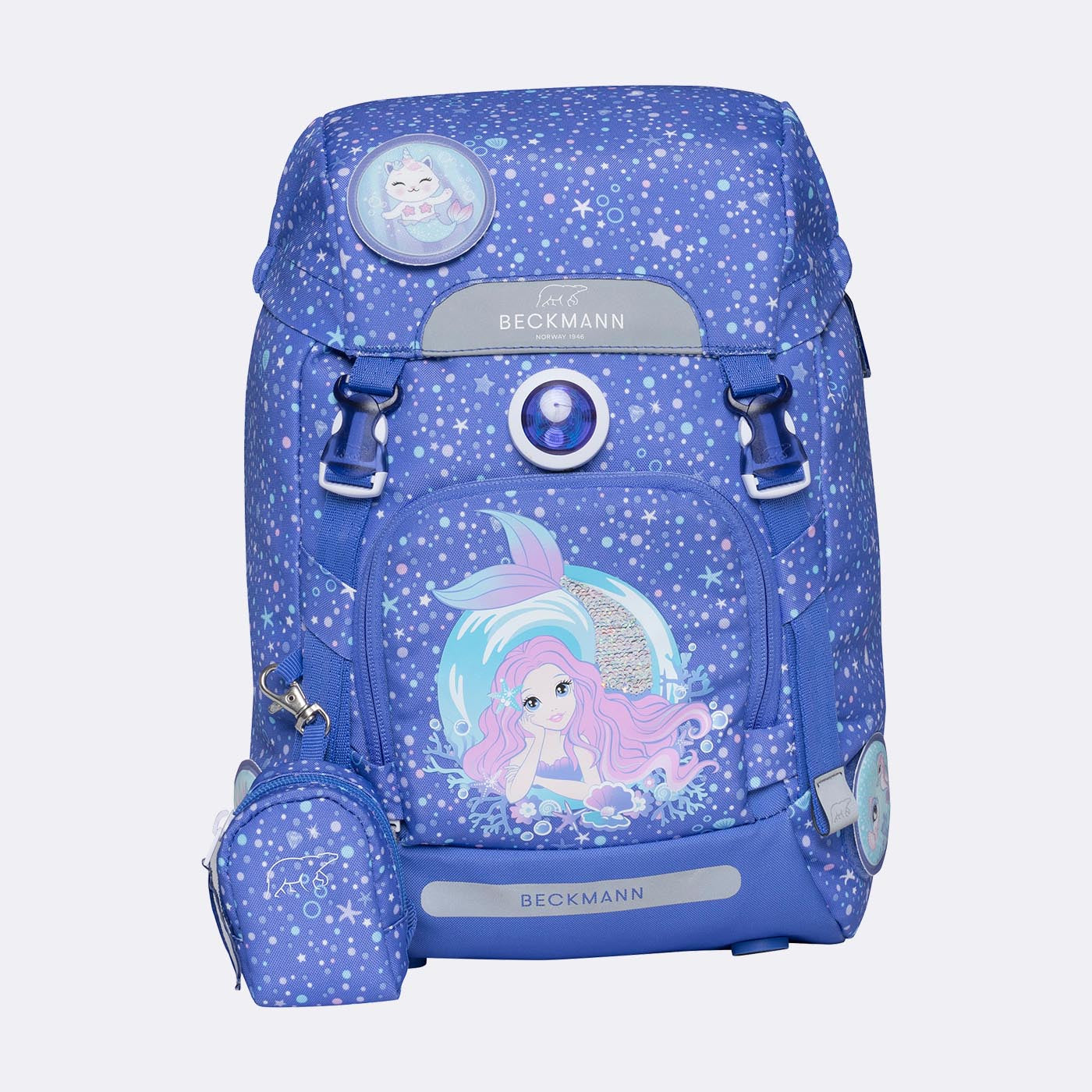 Beckmann Classic Schulrucksack 1st – Aquagirl – mit Leuchteffekt – 22 l, 24,0×37,0×25,0 cm