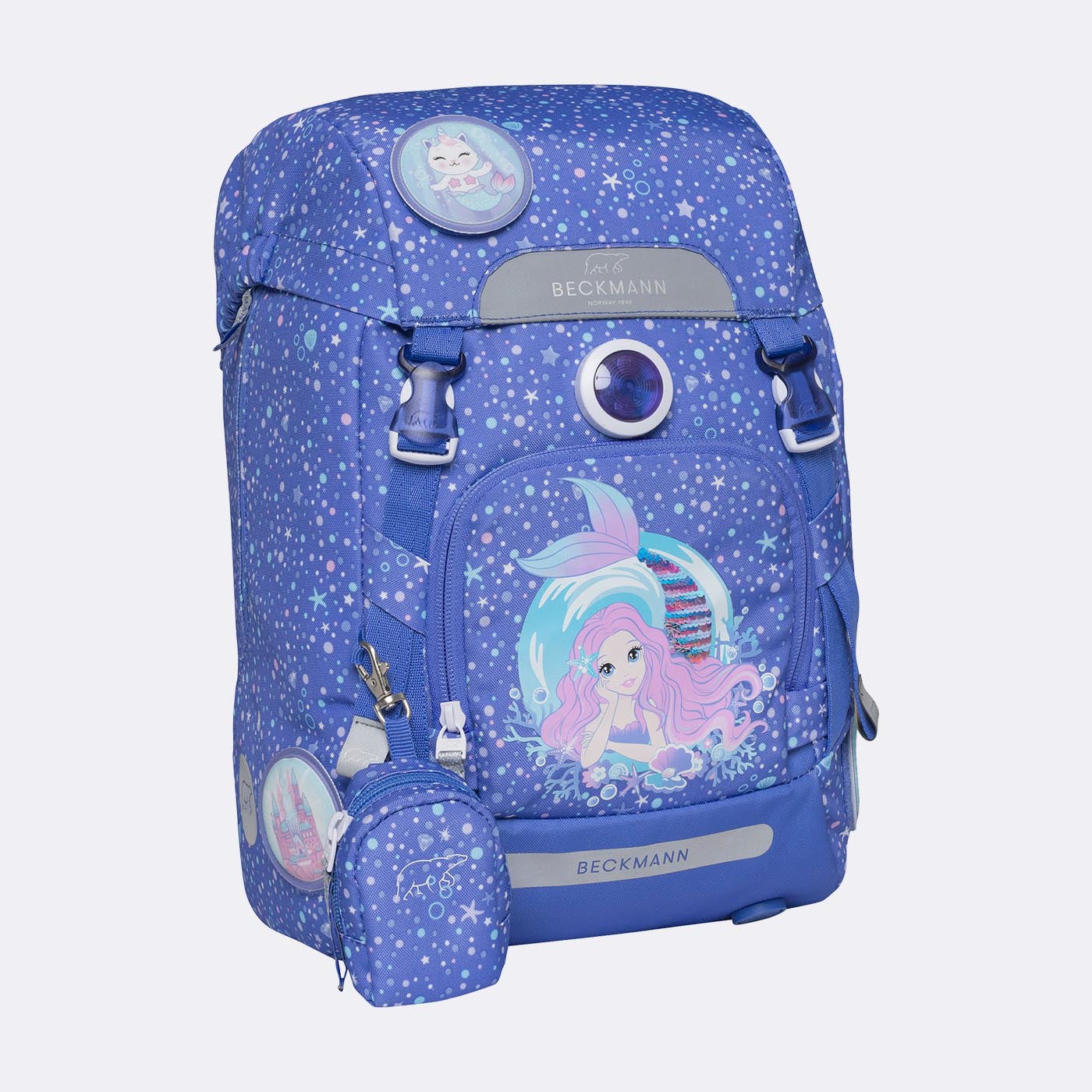 Beckmann Classic Schulrucksack 1st – Aquagirl – mit Leuchteffekt – 22 l, 24,0×37,0×25,0 cm