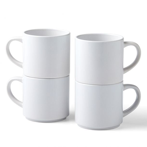 Cricut Tasse – 4er Set, 300 ml, Porzellan, Weiss, spülmaschinenfest, mikrowellengeeignet, für Sublimation