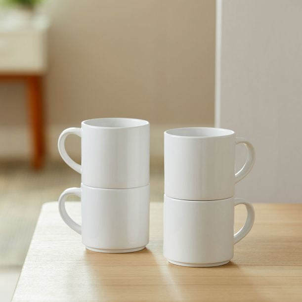 Cricut Tasse – 4er Set, 300 ml, Porzellan, Weiss, spülmaschinenfest, mikrowellengeeignet, für Sublimation