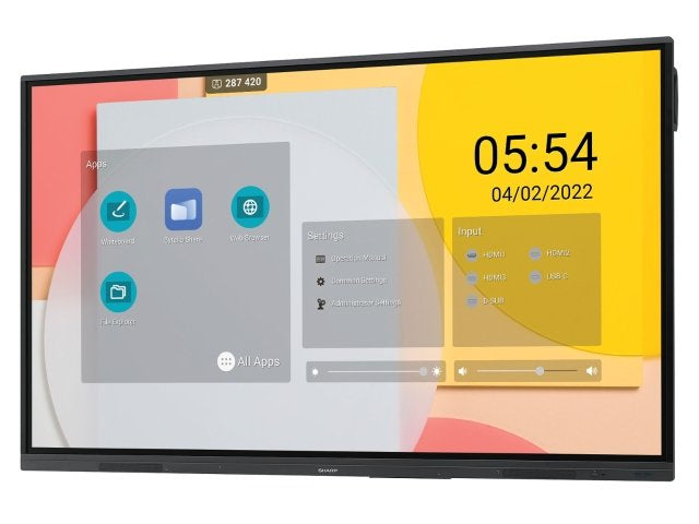 Sharp PNL752B – 75" 4K Ultra HD Interaktives Display (Touch), Hybrid Precision, 400 cd/m², Android – Schwarz