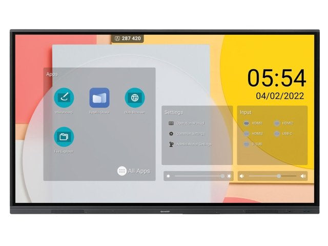 Sharp PNL752B – 75" 4K Ultra HD Interaktives Display (Touch), Hybrid Precision, 400 cd/m², Android – Schwarz