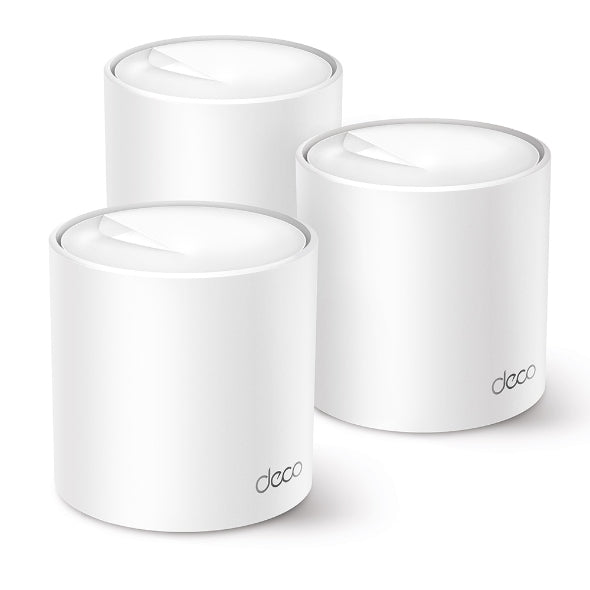 TP-Link AX3000 Mesh-Set (3er) – Wi-Fi 6 (AX3000), Dual-Band (2,4/5 GHz), bis 2,976 Gbit/s, je 3× LAN