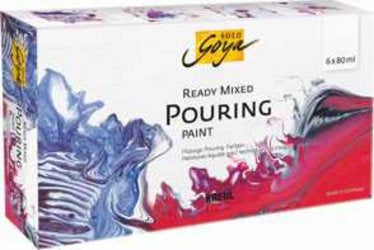 KREUL SOLO GOYA Pouring-Set – Mehrfarbig, seidenmatt – 6×80 ml (480 ml) – für Leinwand, Canvasboard