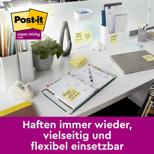 3M Post-it Haftnotizen Super Sticky – 47,6×47,6 mm – Gelb, 16×90 Blatt, PEFC