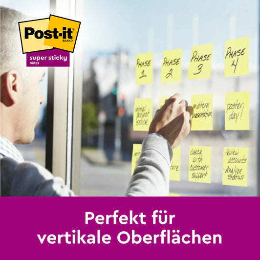 3M Post-it Haftnotizen Super Sticky – 47,6×47,6 mm – Gelb, 16×90 Blatt, PEFC