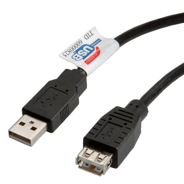 ROLINE USB-A Verlängerungskabel (Stecker auf Buchse) – USB 2.0 (480 Mbit/s) – 3 m – geschirmt – Schwarz