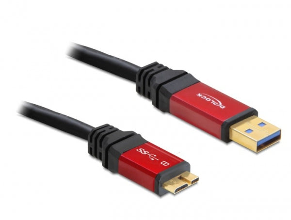 DeLOCK USB-A auf Micro-USB-B Kabel – USB 3.2 Gen 1 (5 Gbit/s) – 5 m – Goldkontakte – Schwarz