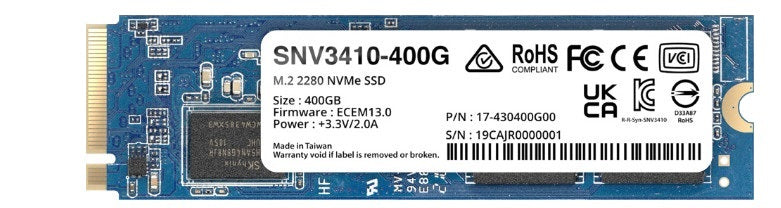 Synology SNV3410 400 GB – M.2 NVMe SSD, PCIe 3.0, 3000 MB/s Lesen, 750 MB/s Schreiben, für NAS