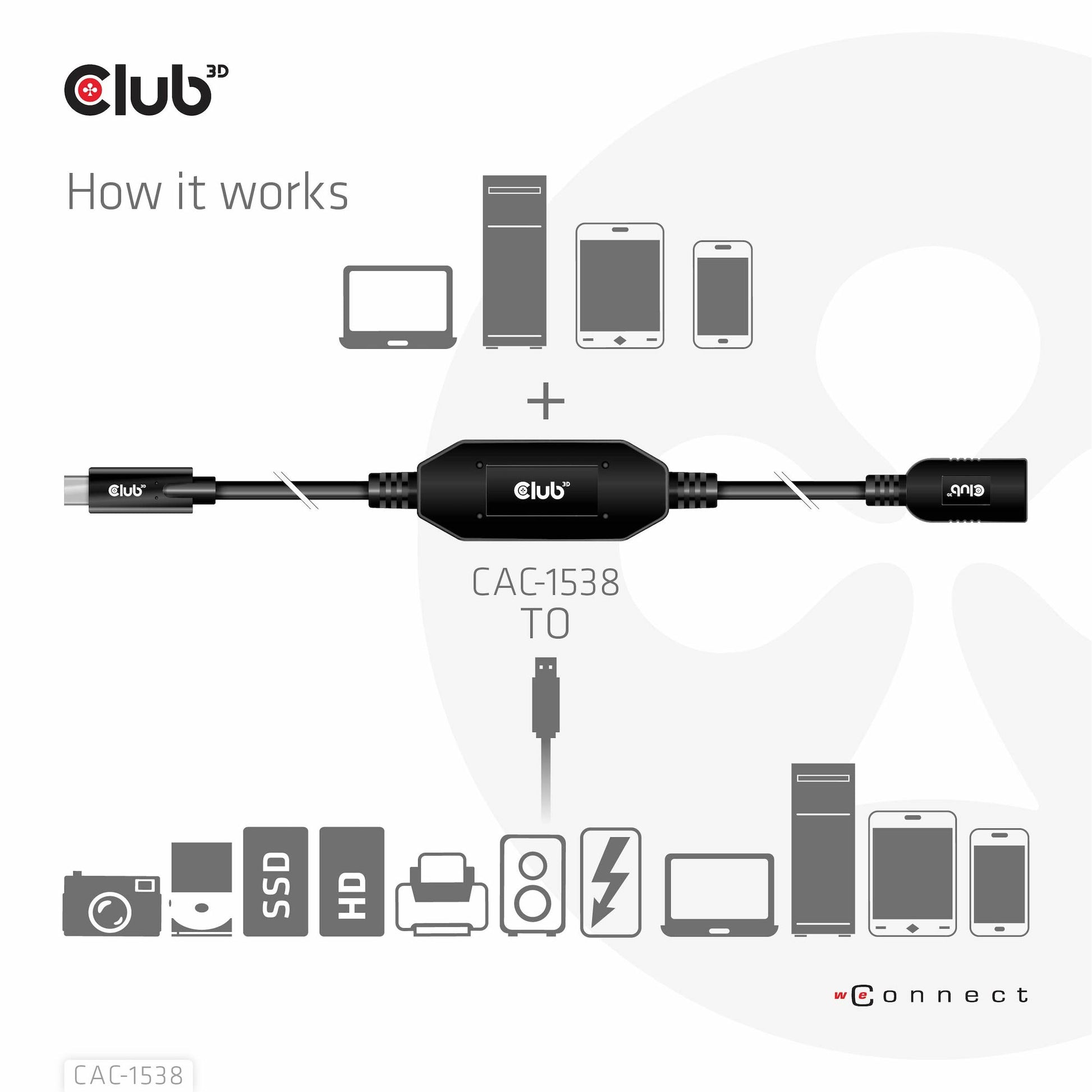 CLUB3D Club 3D – USB-Kabel, USB-C zu USB-A, 10 m, USB 3, Lade-/Datenkabel