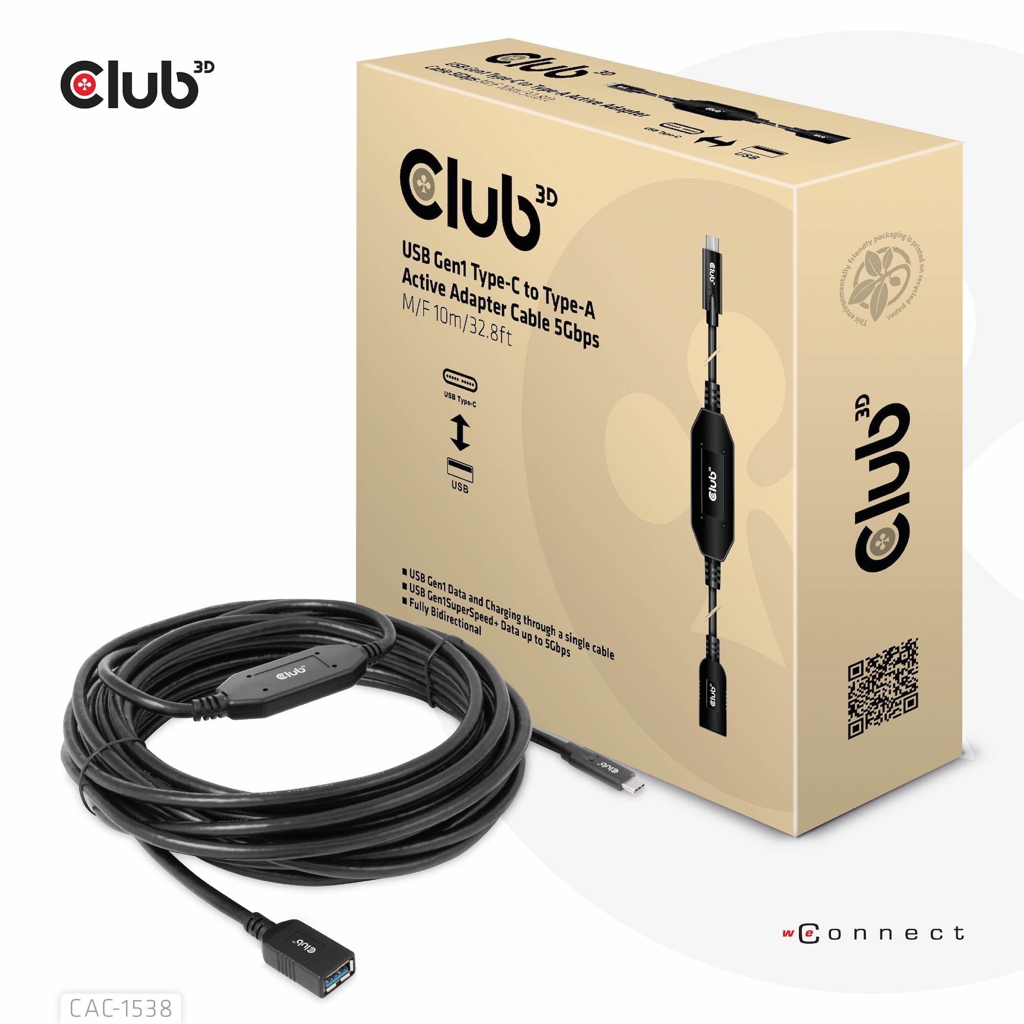 CLUB3D Club 3D – USB-Kabel, USB-C zu USB-A, 10 m, USB 3, Lade-/Datenkabel